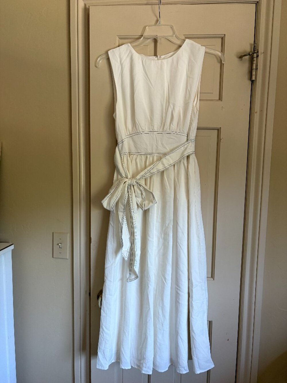 Cream Maxi Dress with Bow